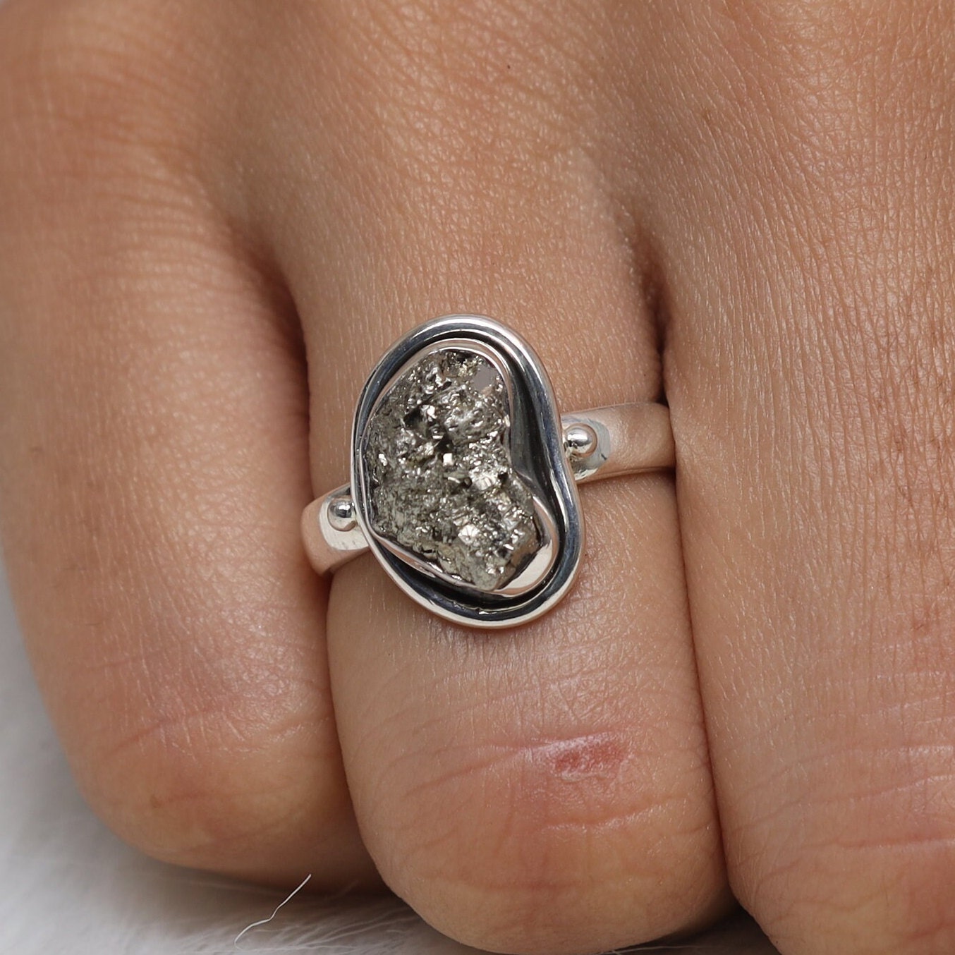 Raw Pyrite Sterling Silver Ring