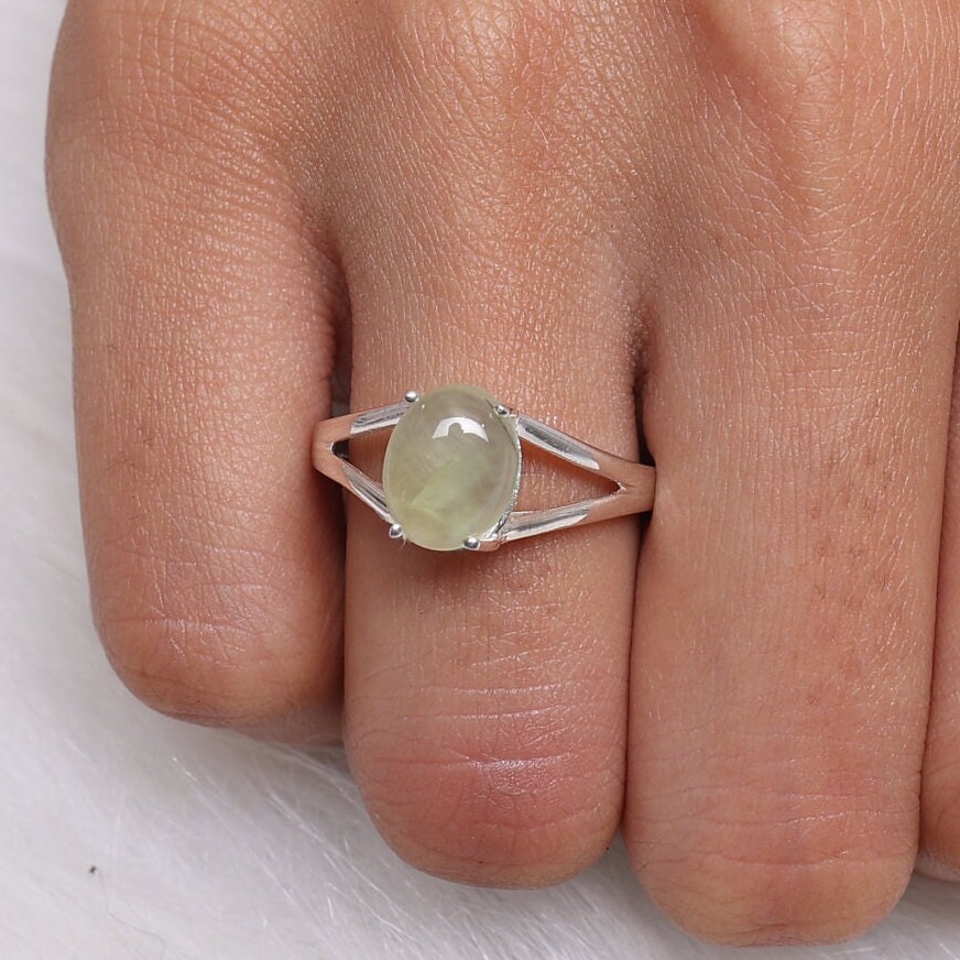 Prehnite Sterling Silver Ring