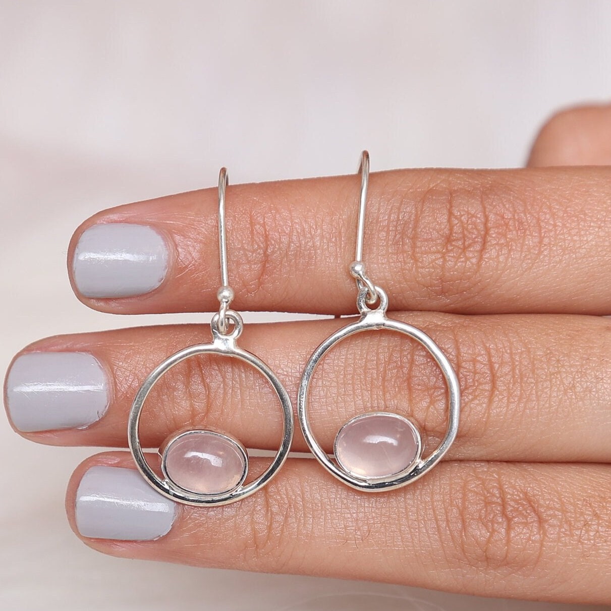 Rose Quartz Sterling Silver Earrings