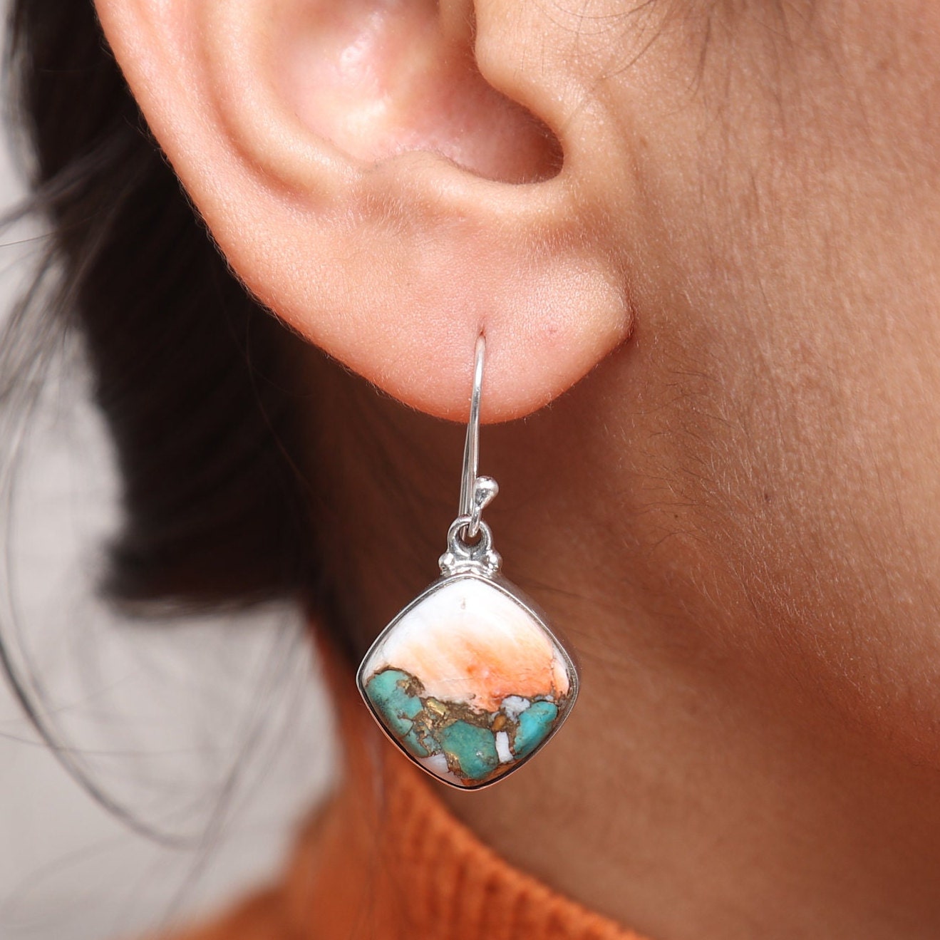 Oyster Turquoise Sterling Silver Earrings