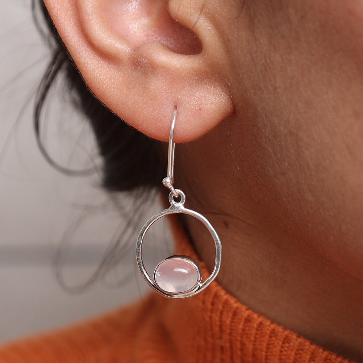 Rose Quartz Sterling Silver Earrings