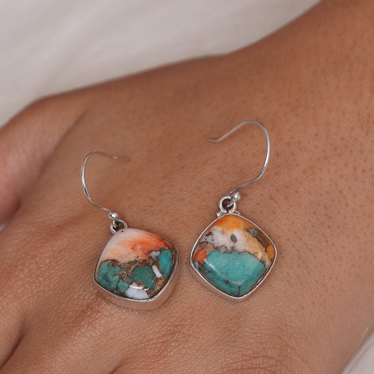 Oyster Turquoise Sterling Silver Earrings