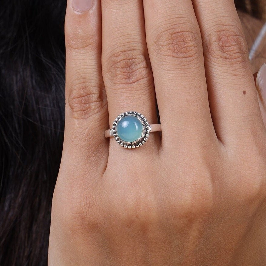 Chalcedony Ring 925 Sterling Silver Ring