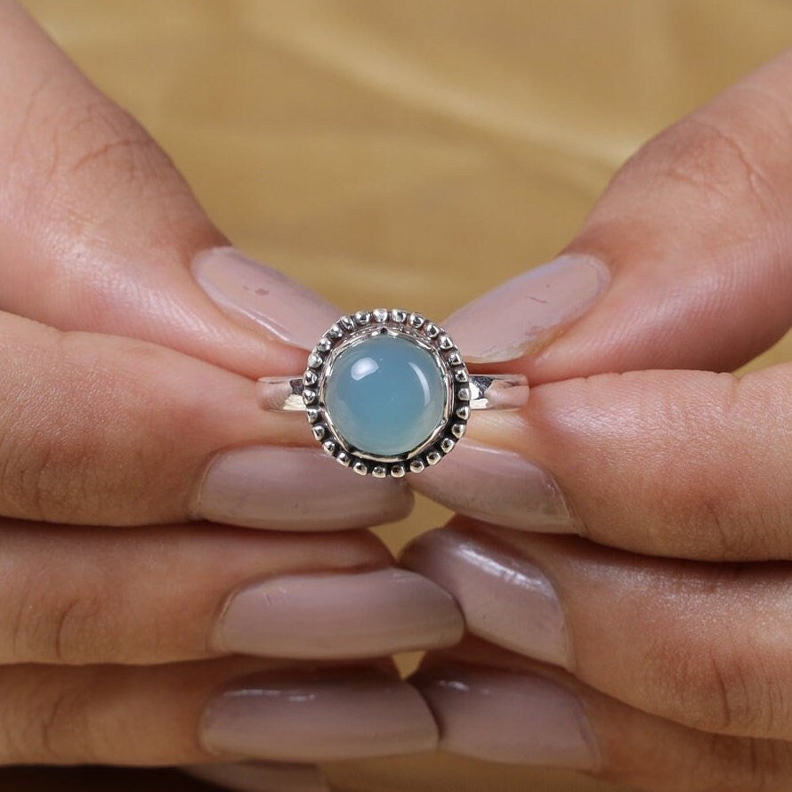 Chalcedony Ring 925 Sterling Silver Ring