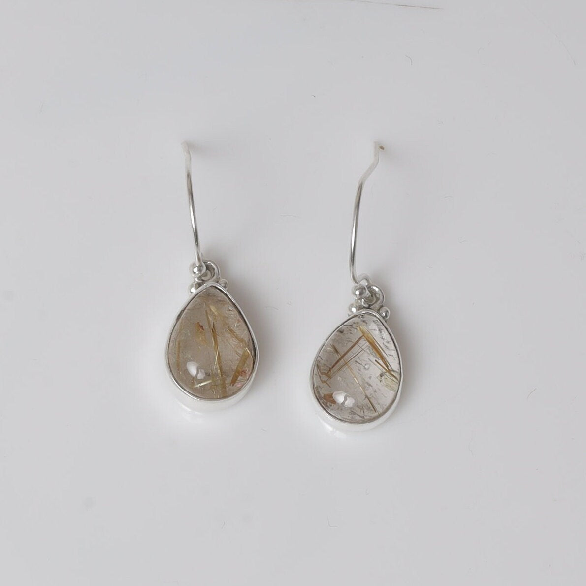 Golden Rutile Quartz Sterling Silver Earrings