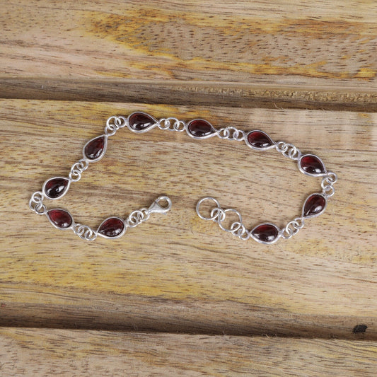 Garnet Sterling Silver Bracelet