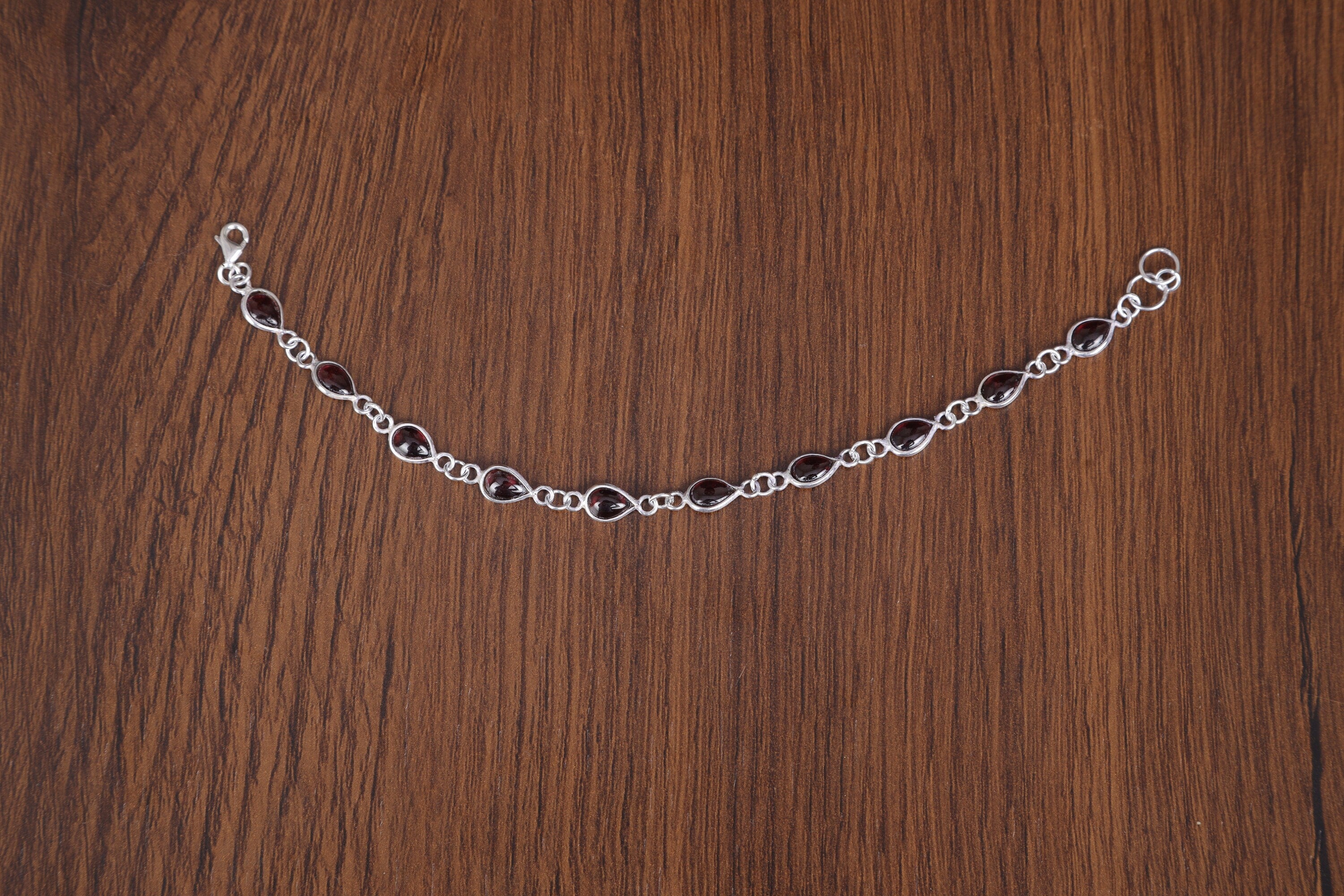 Garnet Sterling Silver Bracelet