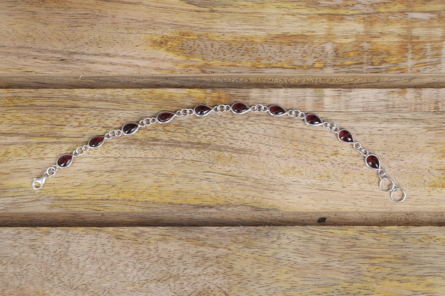 Garnet Sterling Silver Bracelet