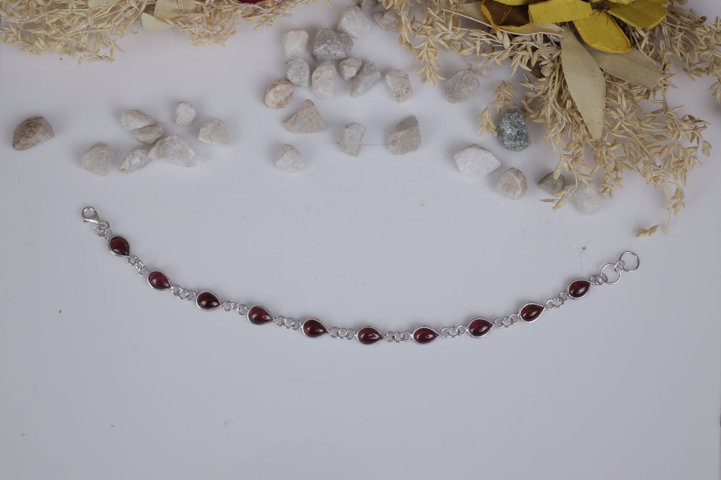 Garnet Sterling Silver Bracelet