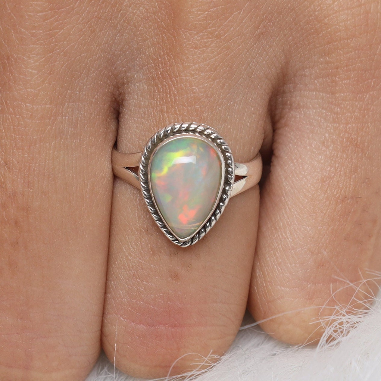 Ethiopian Opal Sterling Silver Ring