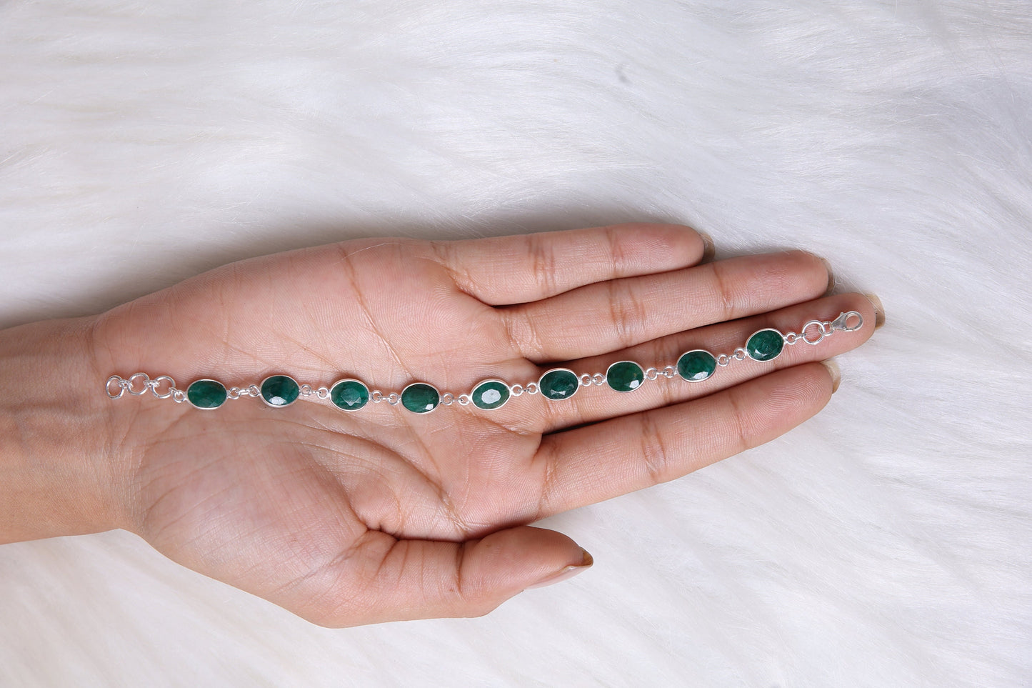 Cut Emerald Sterling Silver Bracelet