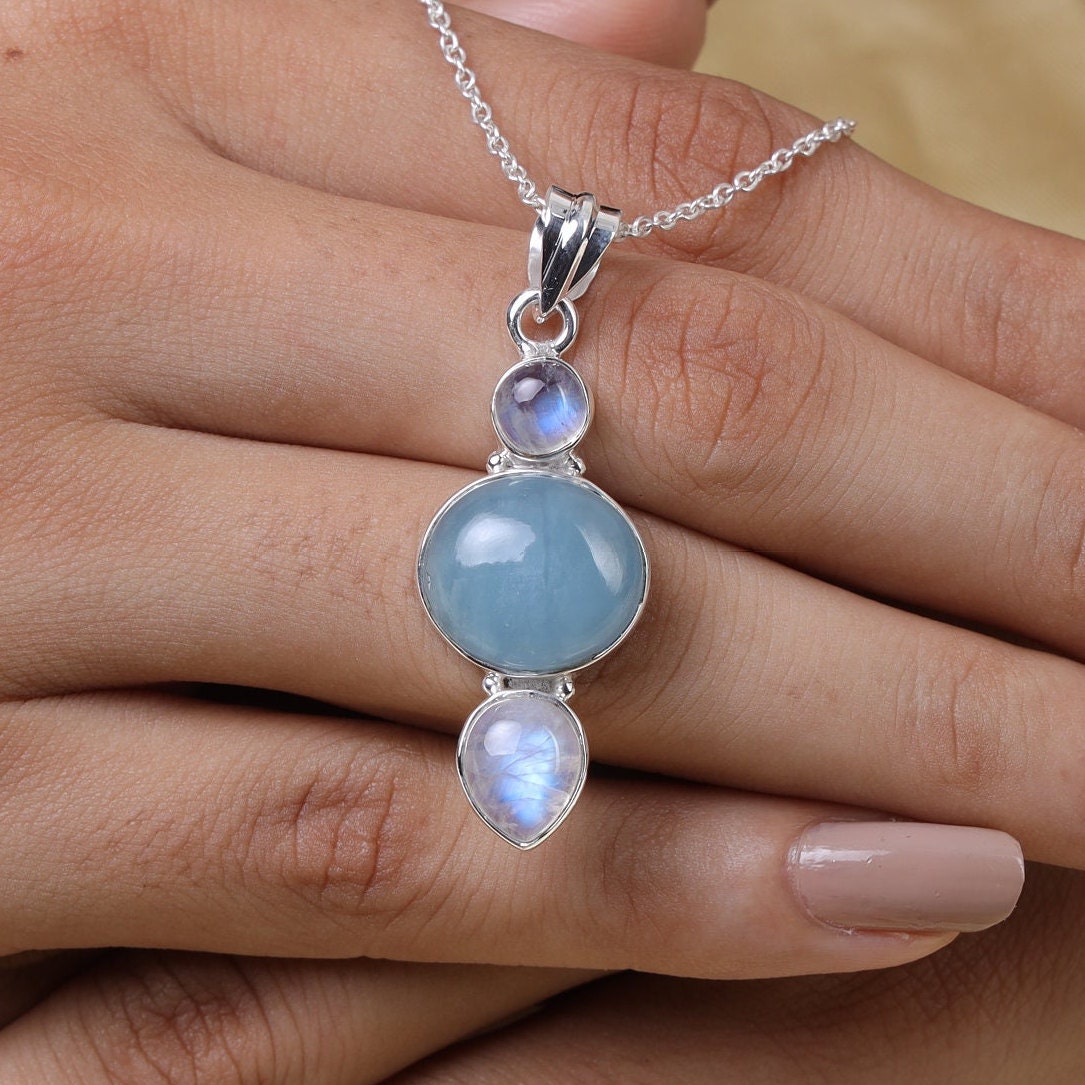 Aquamarine Sterling Silver Pendant