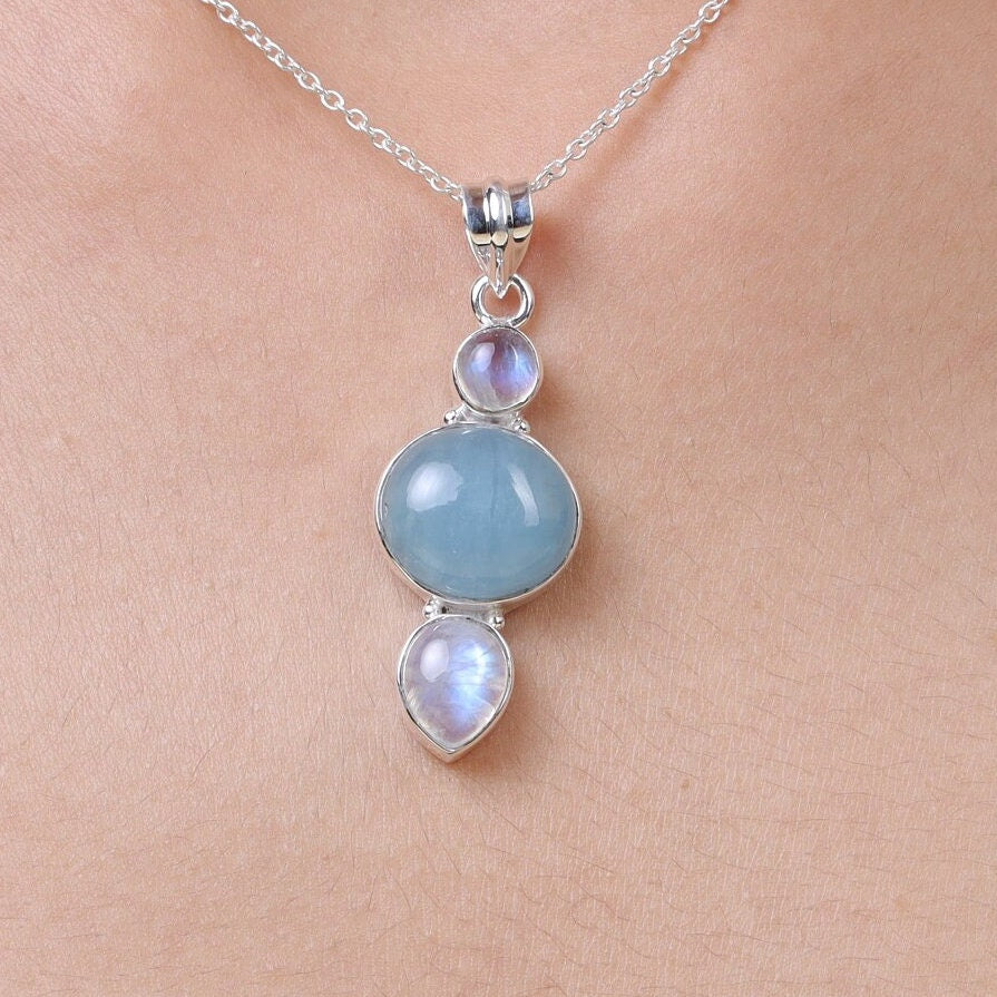 Aquamarine Sterling Silver Pendant