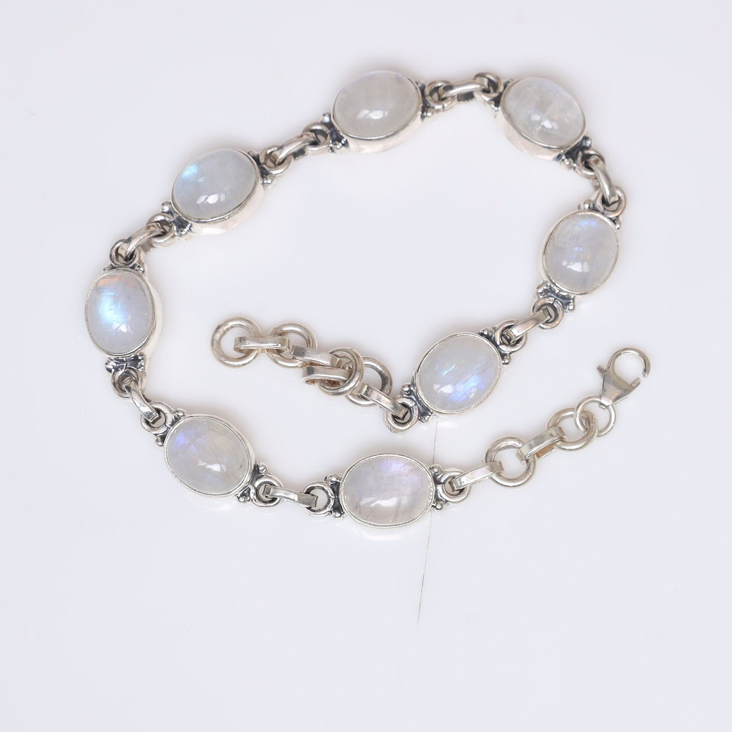 Rainbow Moonstone Sterling Silver Bracelet