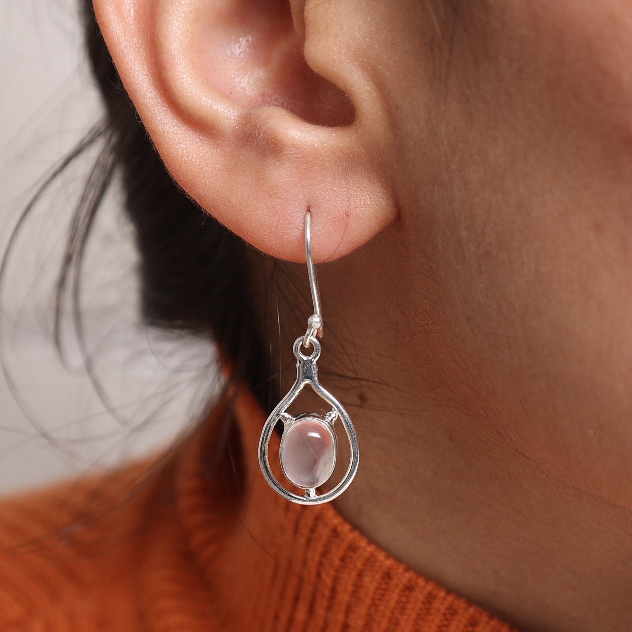 Rose Quartz Sterling Silver Earrings