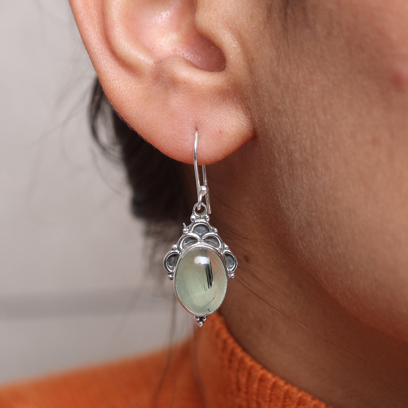 Prehnite Sterling Silver Earrings