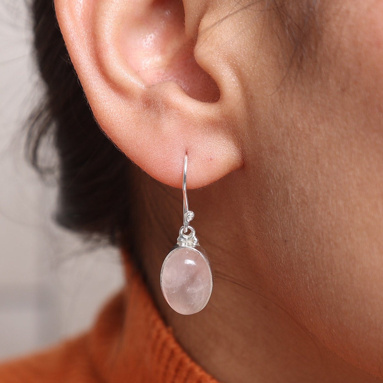 Rose Quartz Sterling Silver Earrings