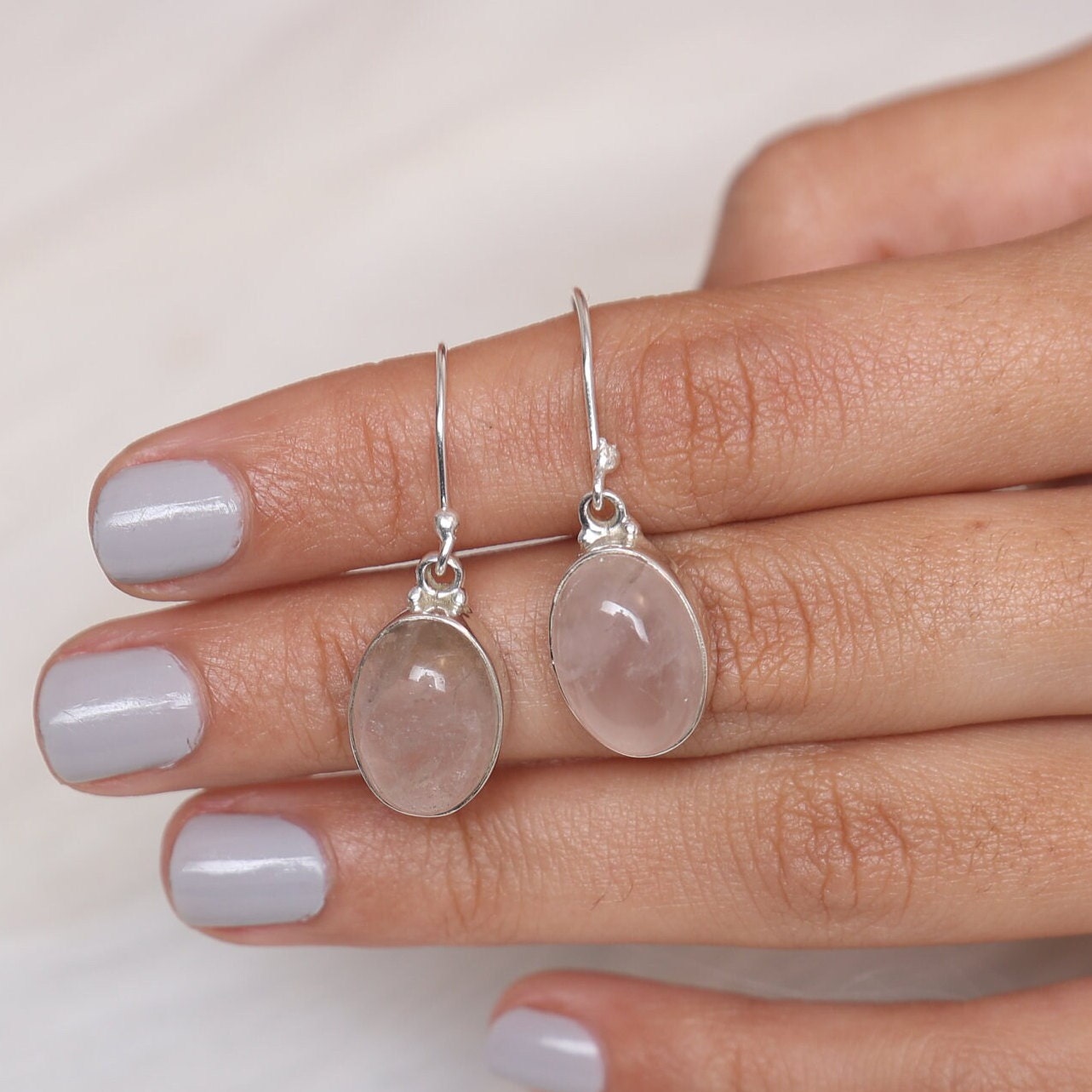 Rose Quartz Sterling Silver Earrings