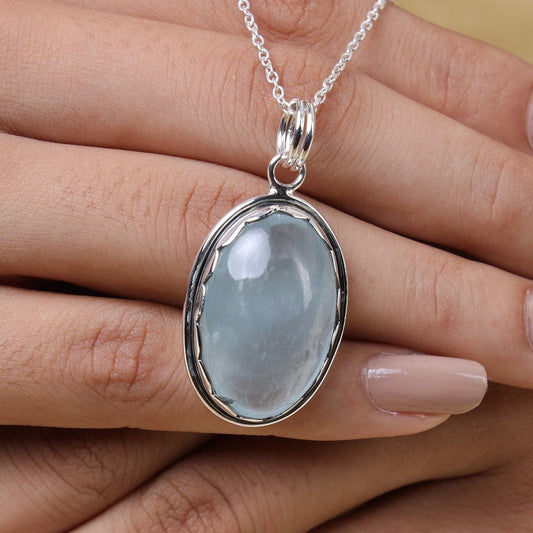 Aquamarine Sterling Silver Pendant