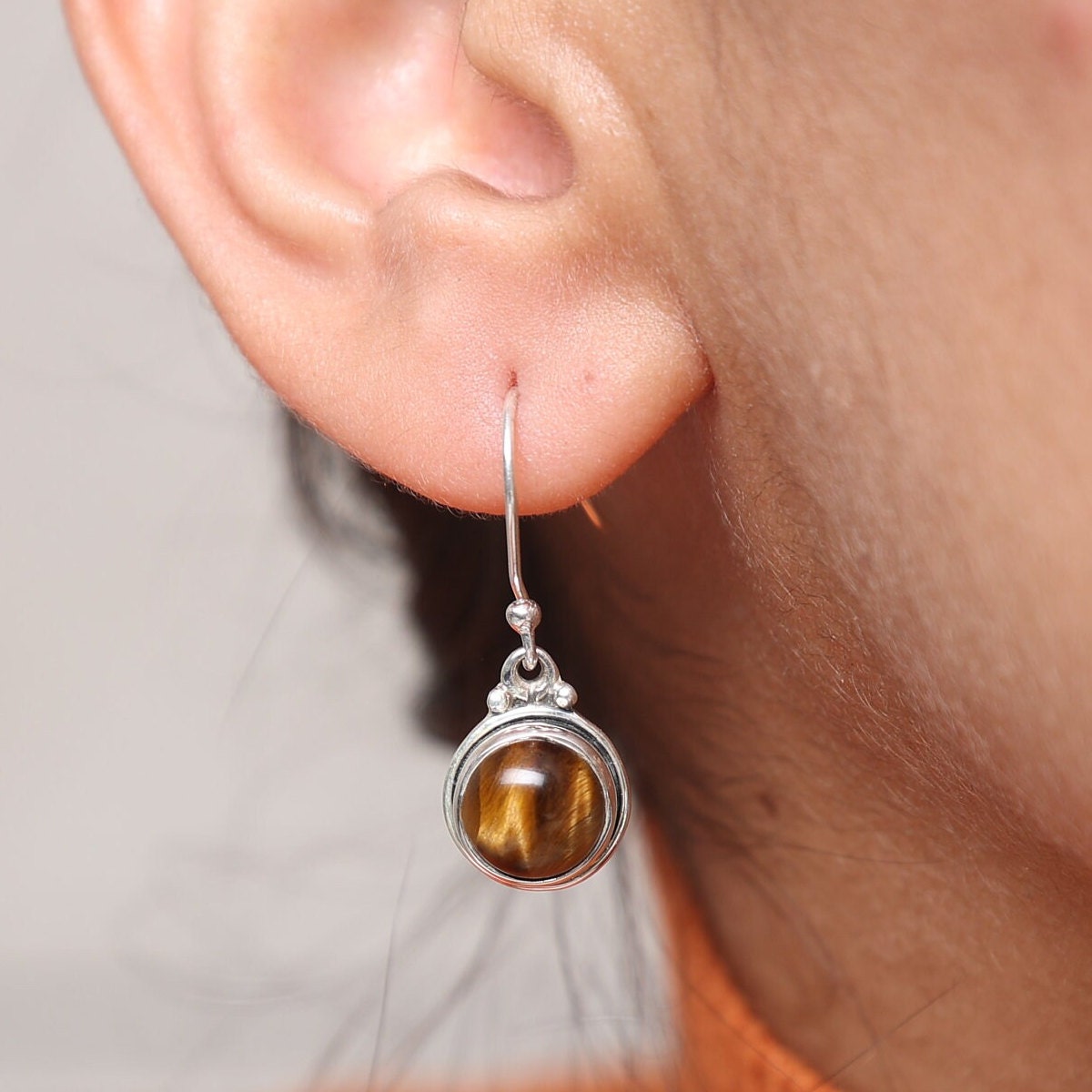 Tiger Eye Sterling Silver Earrings