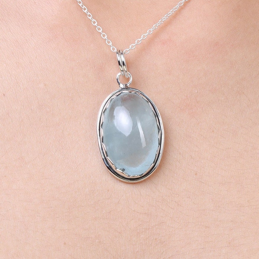 Aquamarine Sterling Silver Pendant