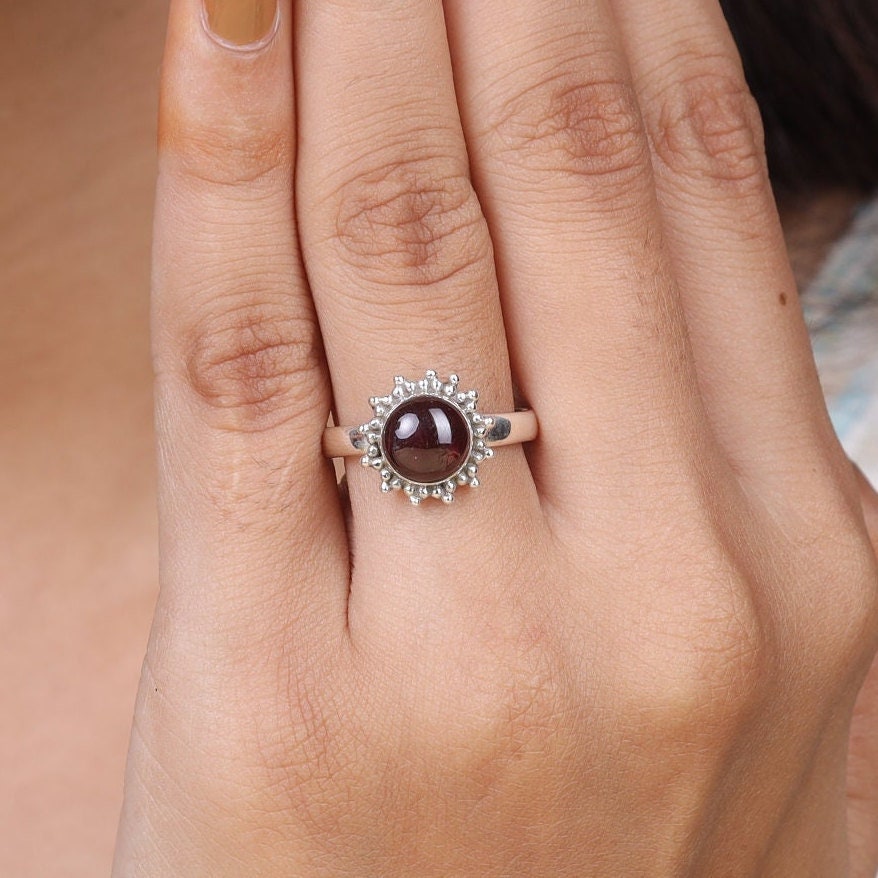 Garnet Sterling Silver Ring