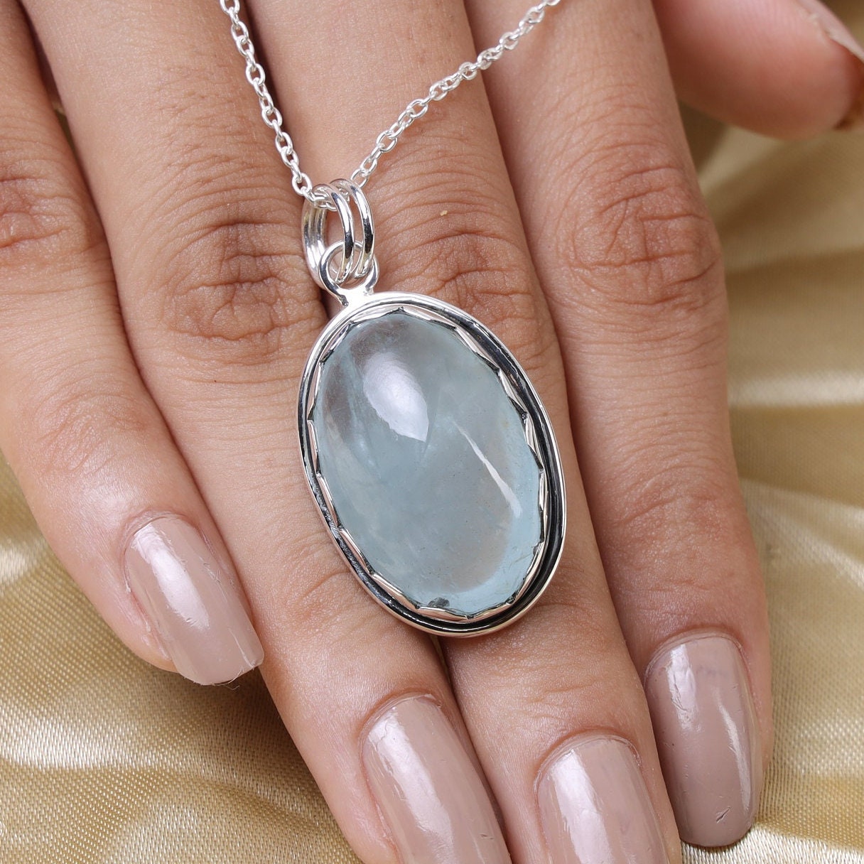 Aquamarine Sterling Silver Pendant