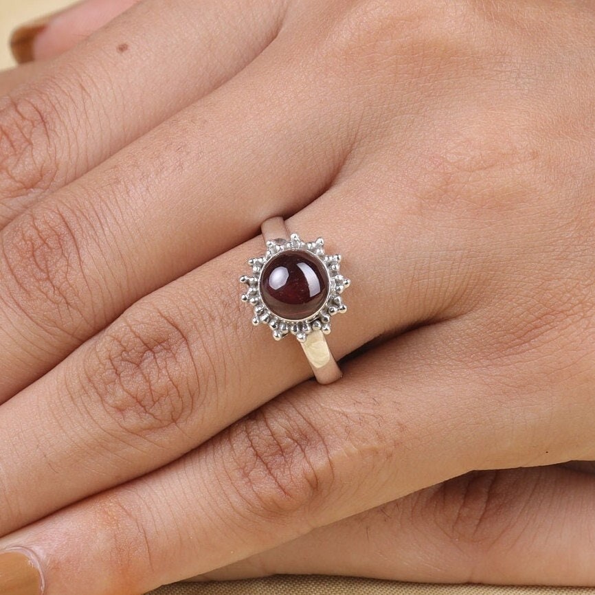 Garnet Sterling Silver Ring