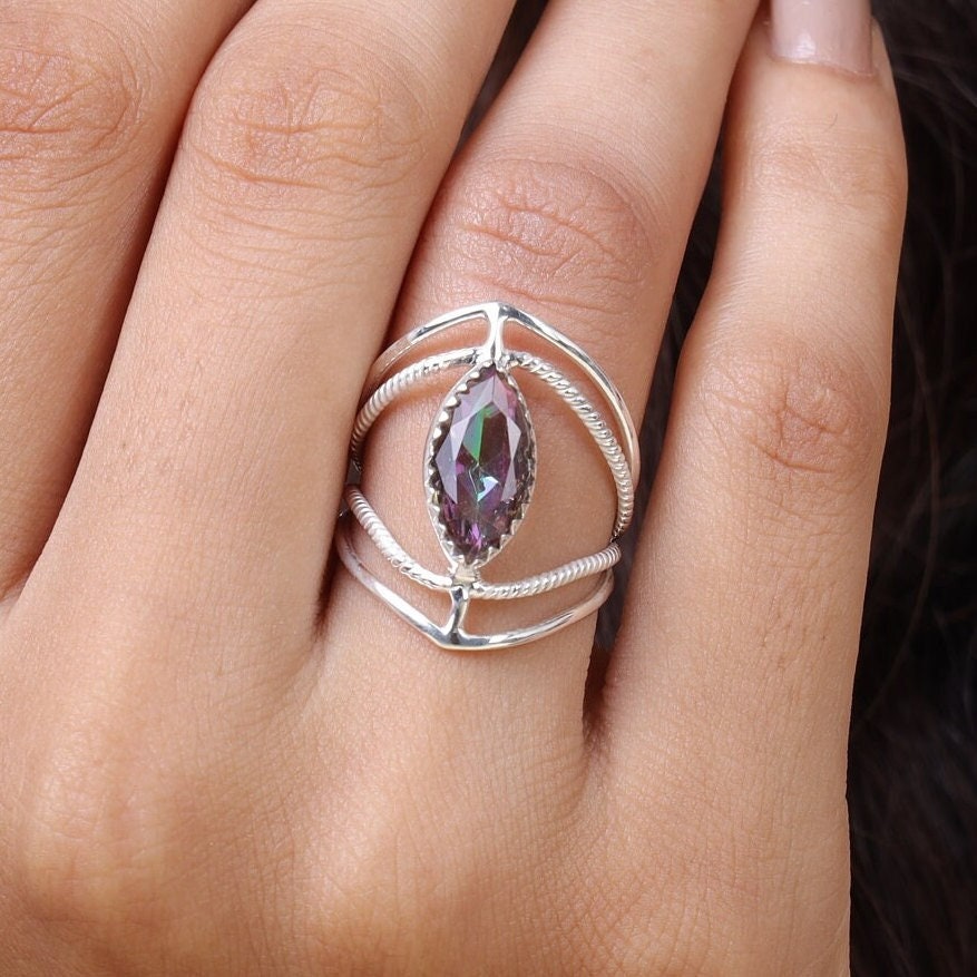 Mystic Topaz Sterling Silver Ring