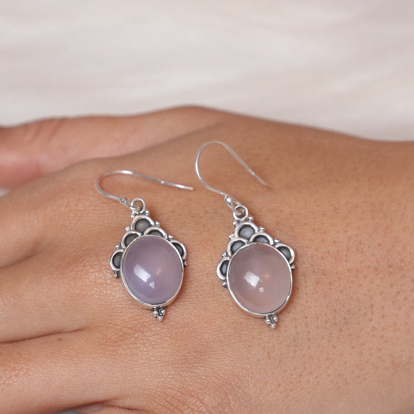 Chalcedony Sterling Silver Earrings