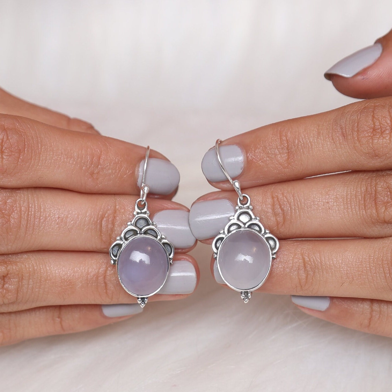 Chalcedony Sterling Silver Earrings