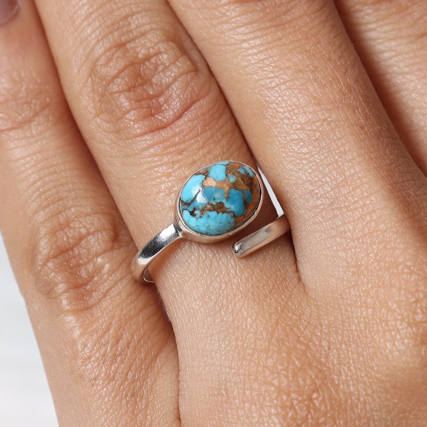 Blue Copper Turquoise Sterling Silver Ring