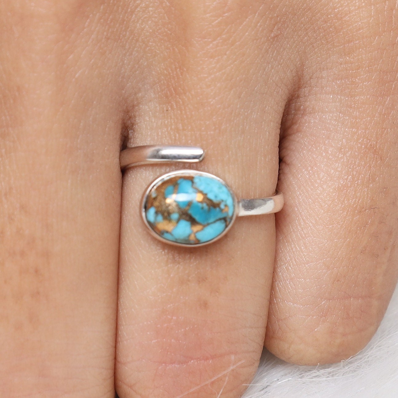 Blue Copper Turquoise Sterling Silver Ring