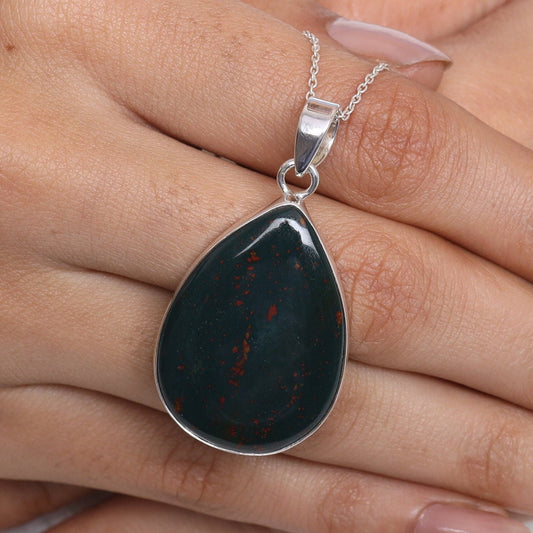 Bloodstone Sterling Silver Pendant