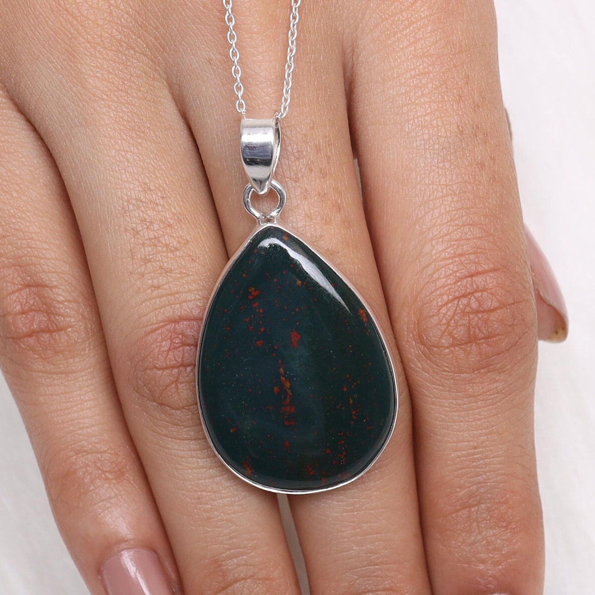 Bloodstone Sterling Silver Pendant