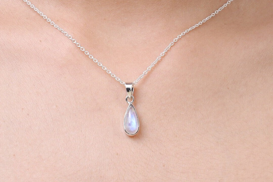 Rainbow Moonstone Sterling Silver Pendant