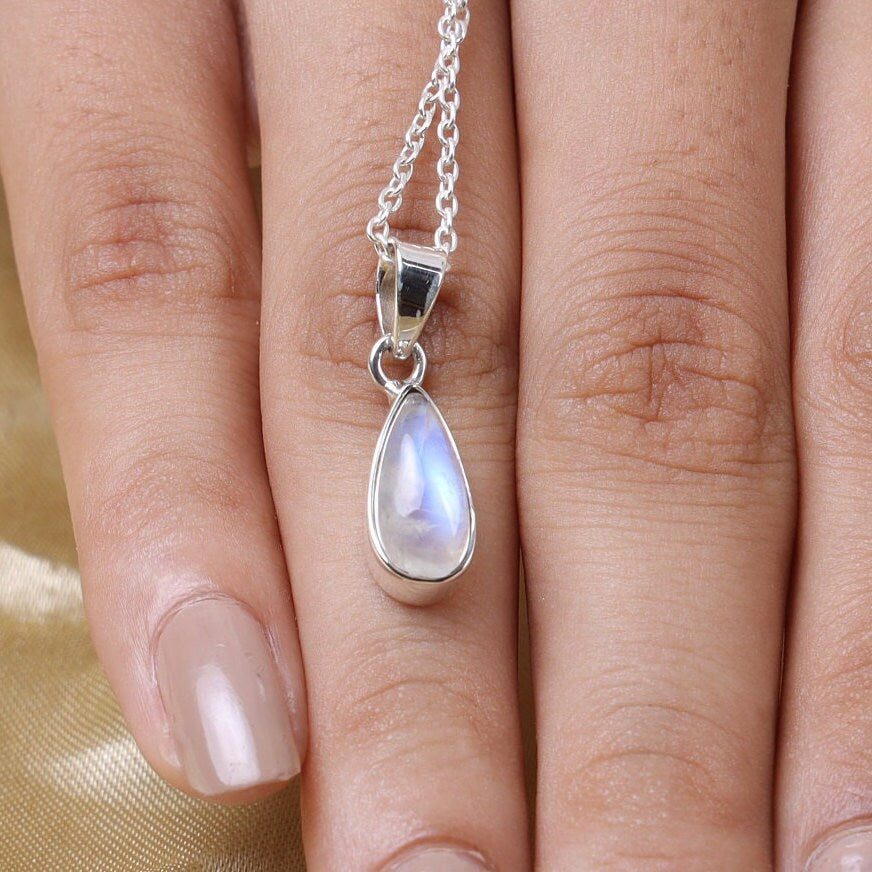 Rainbow Moonstone Sterling Silver Pendant