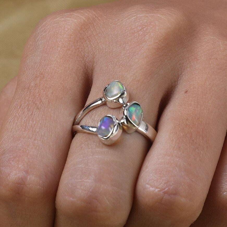 Raw Ethiopian Opal Sterling Silver Ring