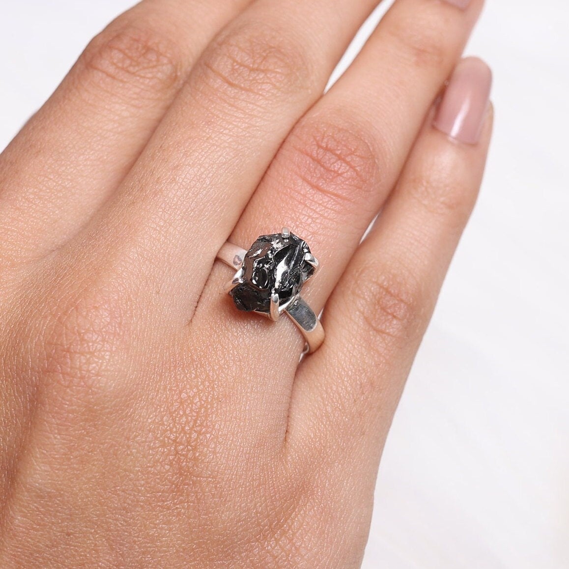 Raw Shungite Sterling Silver Ring