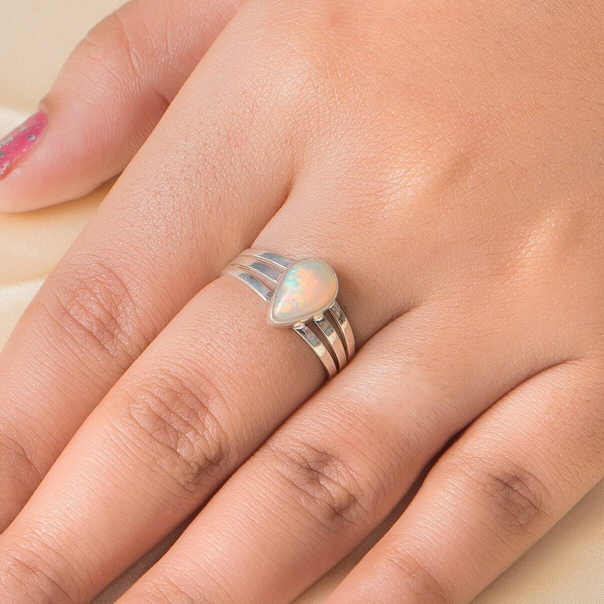 Ethiopian Opal Sterling Silver Ring