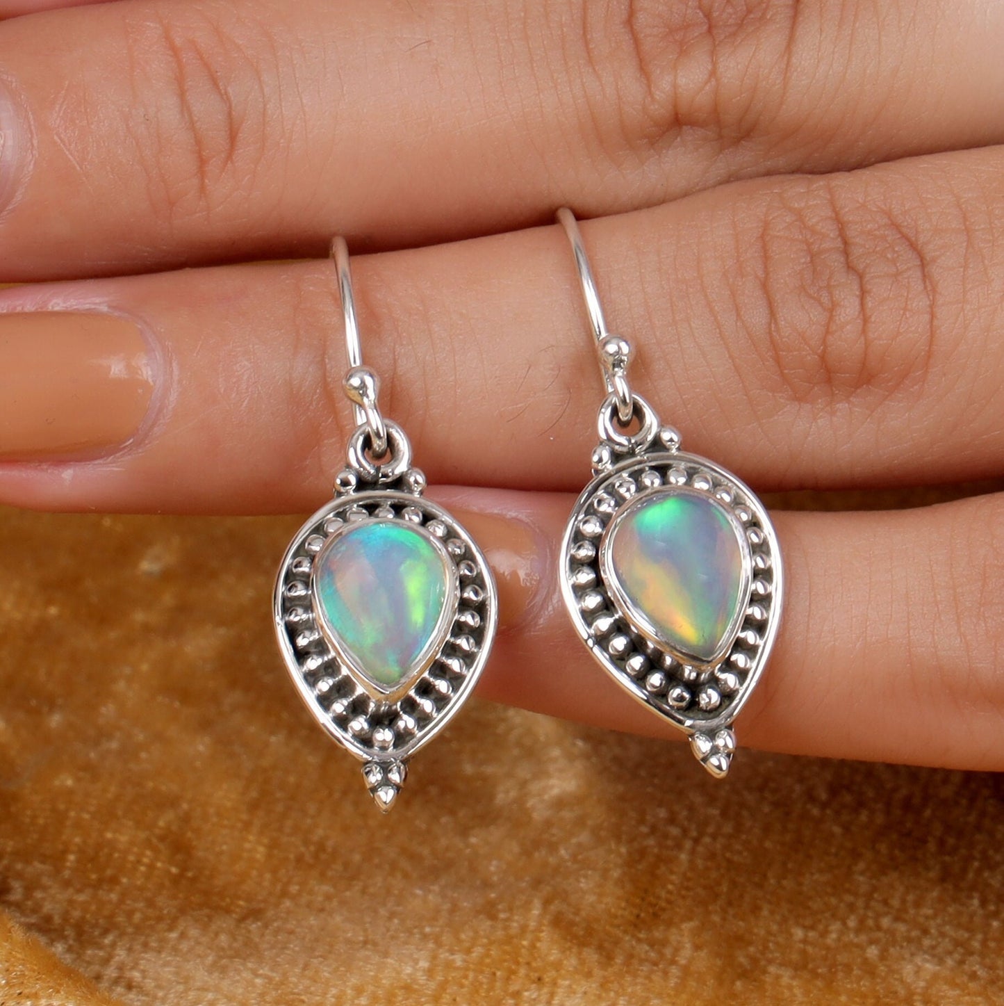 Ethiopian Opal Sterling Silver Earrings