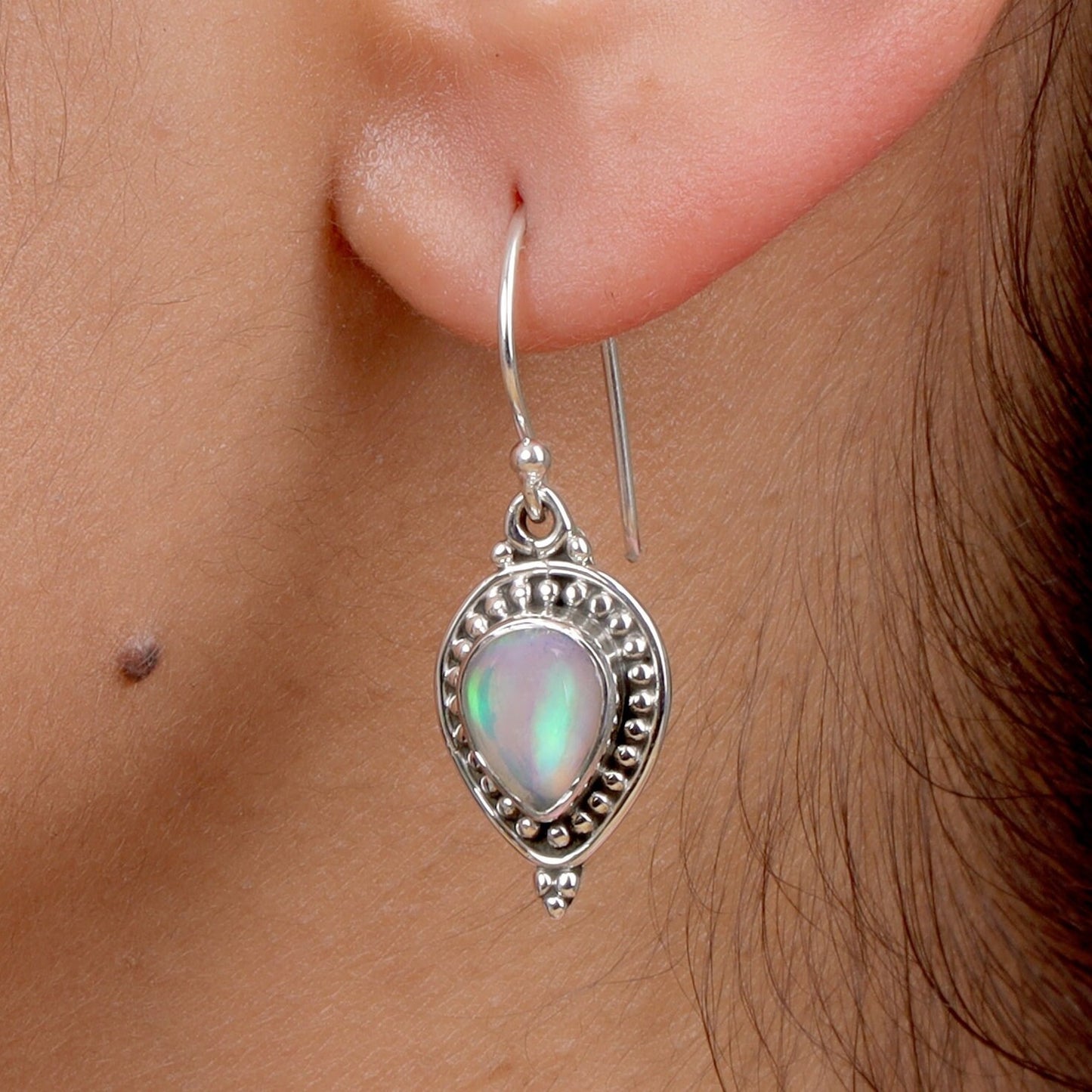 Ethiopian Opal Sterling Silver Earrings