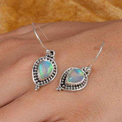 Ethiopian Opal Sterling Silver Earrings