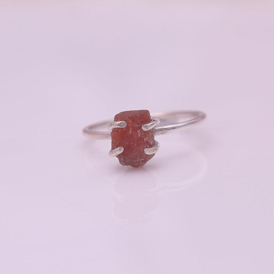 Raw Sunstone Sterling Silver Ring