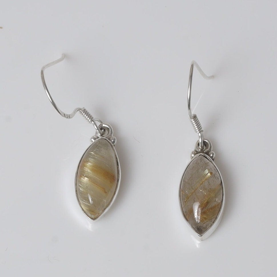 Golden Rutile Quartz Sterling Silver Earrings