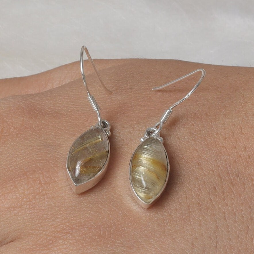 Golden Rutile Quartz Sterling Silver Earrings