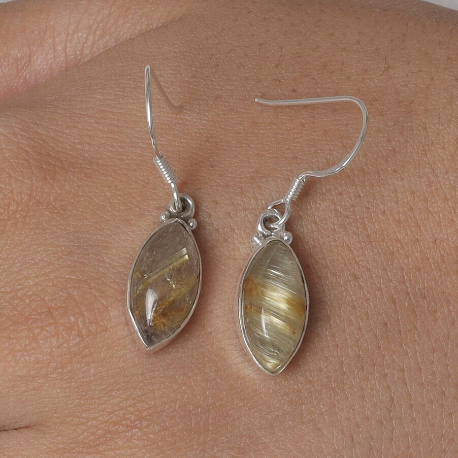 Golden Rutile Quartz Sterling Silver Earrings