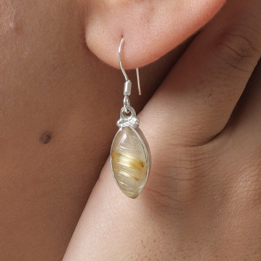 Golden Rutile Quartz Sterling Silver Earrings