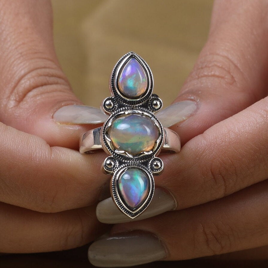 Ethiopian Opal Sterling Silver Ring