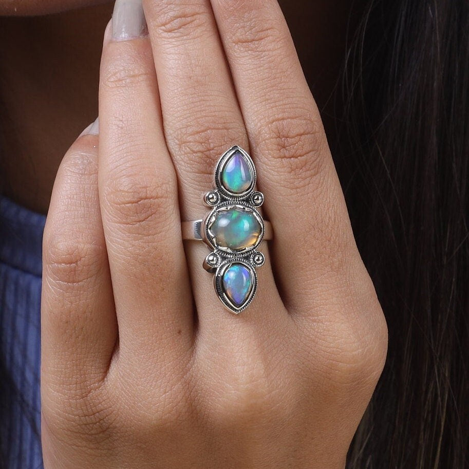 Ethiopian Opal Sterling Silver Ring